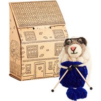 Handnadel Gefilztes Schaf Mit Brille Und Stricknadeln, Wolle Handwerk, Cute Woolacombe Dorf Sammlerstück, Geschenk-Box Inklusive, 9 cm Hoch von SewHeartFeltUK