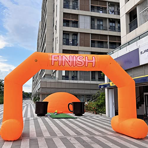 Sewinfla 6,1 m aufblasbarer Start-Finish-Line-Bogen orange mit leistungsstarkem Gebläse, sechseckiger aufblasbarer Torbogen für Rennen Outdoor Werbung Handel von Sewinfla