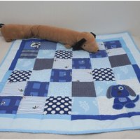 Hunde Muster Blau Baby Quilt, Patchwork Decke Für Jungen, Hündchen Decke, Handgemachte Krippe Nursery Bettwäsche, Schlafdecke von SewingLadyQuiltings