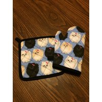 Blau Pommersche Isoliert/Quilted Topfhalter Und Ofen Mitt Set von Sewmanydeals