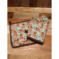 Chowchow Isoliert/Gesteppte Topflappen Und Ofenhandschuh Set von Sewmanydeals