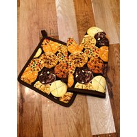 Cookie Themen Isoliert/Gesteppte Topflappen Und Ofenhandschuh Set von Sewmanydeals