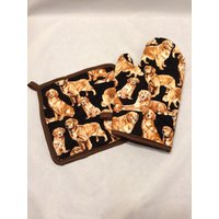 Golden Retriever Gesteppte/Isolierte Topflappen Und Set/Individuell von Sewmanydeals