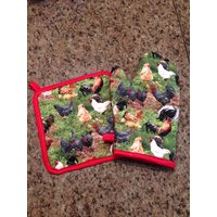 Huhn Und Hahn Isoliert/Quilted Ofen Mitt Topfhalter Set/Individuell von Sewmanydeals