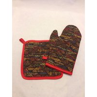 Kaffee/Cappuccino Inspiriert Isoliert/Gesteppte Topflappen Und Ofenhandschuh Set von Sewmanydeals