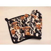 Kuh Gesteppter/Isolierter Topfhalter Und Ofen-Mitt-Set/Individuell von Sewmanydeals