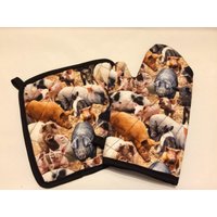Schwein-Liebhaber Gesteppt/Isoliert Topflappen Und Ofenhandschuh Set von Sewmanydeals