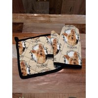 Yorkie Isoliert/Quilted Topfhalter Und Ofen Mitt Set von Sewmanydeals