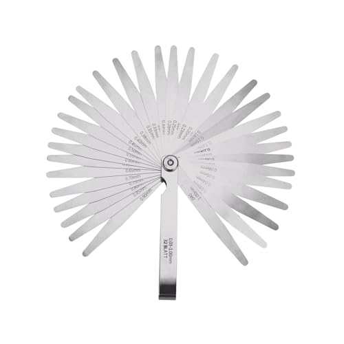 2 Stück 32 Universal Fühlerlehre 0.03-1.00mm(0.0012-0.040In), Ventillehre, Fühlerlehre Ventilspiel, Edelstahl Metrisch/Imperial Werkzeug zur Messung für Messung Gap Breite/Dicke/Metrisch Größen von Sewokon