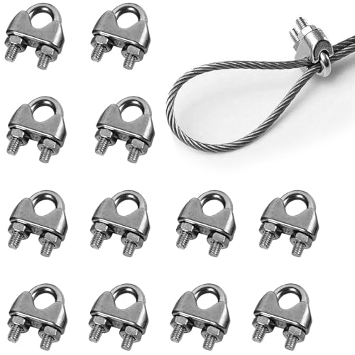 12 Stück drahtseilklemme 6mm,edelstahl drahtseil,U bolzen seilklemme stahlseil,drahtseil clip,seil bügelseilklemme,seilklemmen,drahtseilklemmen,tauwerkklemme für wäscheleine markise stahldraht fixiert von Sewokon