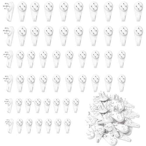 55 stück spurlose bilderhaken für harte wände,wandhaken,bilderhaken, kunststoff-bilderhaken, bilderaufhänger für gipskartonwände, fotohaken, keine nägel, kleine harte wand-bilderhaken(3cm+4cm+5cm) von Sewokon