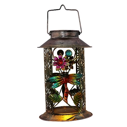 Sewroro 1 Stück Solar Laterne mit Drachenflügel Design Hängende Eisenkunst Gartenlampe für Außenbereiche Installieren Wetterfest und Dekorativ für Garten und Terrasse von Sewroro