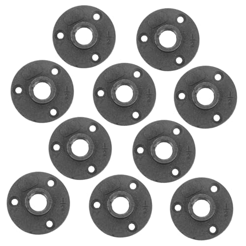 Sewroro 10 Stück Teiliges Dekorative Feinputz Flansche Vintage Stil Malleable Gusseisen Rohrbefestigungen Dreilochige Bodenflansche für DIY Möbel und Regalhalterungen von Sewroro