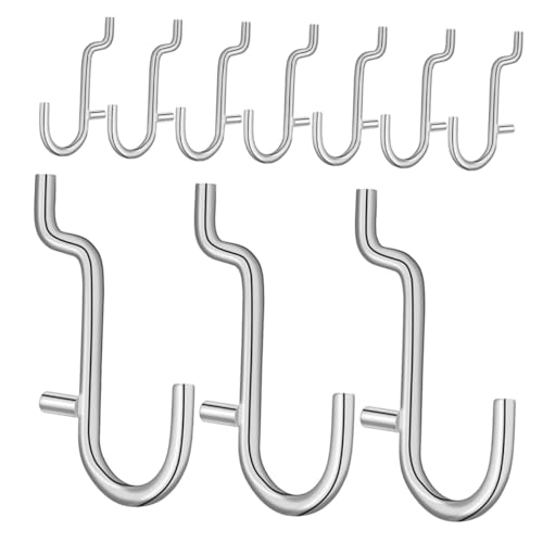 Sewroro 10 Stück Teiliges Edelstahl Pegboard Haken Robuste Multifunktionale Lochplattenhaken Werkzeuglose Montage Glatte Oberfläche für Wandaufhängung und Regalorganisation in Werkstatt Sewroro 10 Stück Teiliges Edelstahl Pegboard Haken Robuste Multifunktionale Lochplattenhaken Werkzeuglose Montage Glatte Oberfläche für Wandaufhängung und Regalorganisation in Werkstatt von Sewroro