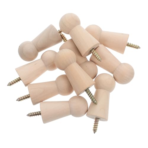 Sewroro 10 Stück Teiliges Holz Wandhaken aus Massivem Holz Stabile Schraubhaken zur Wandmontage Minimalistisches Design für Bad Flur Aufbewahrung von Handtüchern Kleidung Taschen von Sewroro