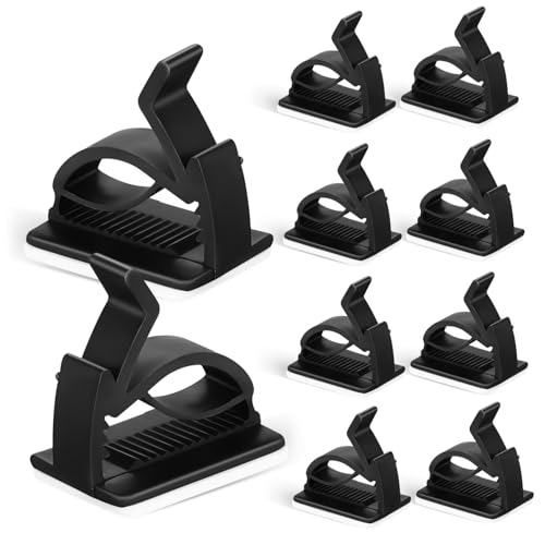 Sewroro 10 Stück Teiliges Kabelmanagement Clip Selbstklebend Stark Haftend Kabelhalter Organizer für Ladekabel und Küchengeräte Kabelmanagement für Telefon und Datenkabel von Sewroro
