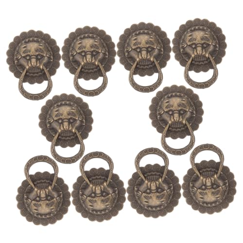 Sewroro 10 Stück Teiliges Löwenkopf Möbelgriffe Bronze Vintage Schubladengriffe Dekorativer Türknauf für Kommode Küchenschrank Wohnzimmermöbel von Sewroro