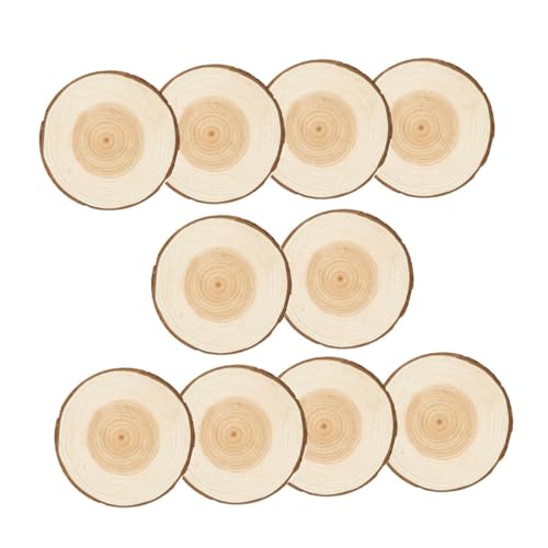 Sewroro 10 Stück Teiliges Natürliche Runde Holzscheiben aus Zedernholz mit Rinde Glatte Oberfläche für DIY Bastelprojekte Handmalerei Hochzeitsdeko Weihnachtsornamente und Fotorequisiten von Sewroro
