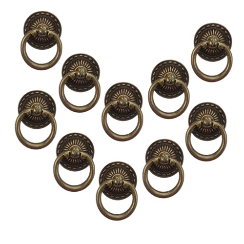 Sewroro 10 Stück Teiliges Vintage Kupfer Möbelgriffe Ringförmig Einloch Schubladenzüge Ergonomisch Komfortabler Griff für Schränke Kommoden und Küchenschränke von Sewroro