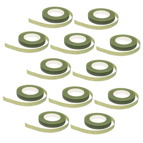 Sewroro 12 Stück Floristenband Breit Lang Flexibles Selbstklebendes Blumenklebeband in Hellgrün für Blumenstiele Hochzeitssträuße Boutonnieren und Blumige Bastelprojekte von Sewroro