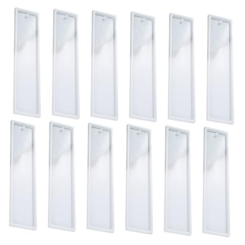 Sewroro 12 Stück Teiliges Silikon Lesezeichen Gießform Langlebige Dekorative DIY Form für Epoxidharz Schmuck und Bastelarbeiten Handliche Rechteckige Silikonform für Kreative DIY Deko von Sewroro