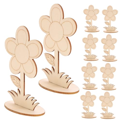 Sewroro 12 Stück Teiliges Ungefertigte Holzblumen zum Bemalen Blanke Holzornamente für Kreative DIY Bastelprojekte Glatte Oberfläche für Heimdekoration von Sewroro