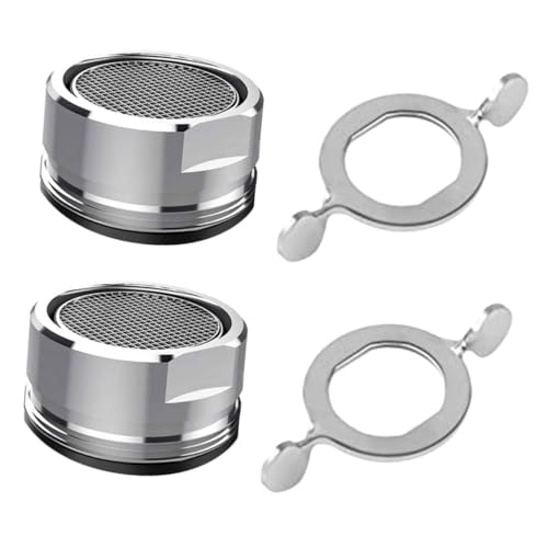 Sewroro 2 Sätze Faucet Ersatzteile Edelstahl Wasserhahn Luftsprudler mit Filterfunktion und Schraubenschlüssel für Außengewinde Wassersparender Spritzfreier Wasserfilter für von Sewroro