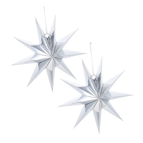 Sewroro 2 Stück Faltbare Stern Lampenschirme Dekorative Origami Deckenleuchten Silber für Kreative Wohnraumgestaltung und Festliche Anlässe von Sewroro
