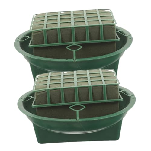 Sewroro 2 Stück Floral Foam Cage Teiliges mit Stabilem Kunststoffhalter Wasserabsorbierender Steckschwamm für Frische Blumenarrangements für Hochzeit Weihnachten und DIY Blumendekoration von Sewroro