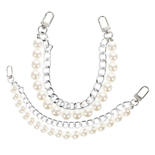 Sewroro Perlen Handtaschenkette 2 Stück Damen Ersatzkette Für Handtaschen Silber Selbstgemacht Taschenkette Für Umhängetaschen Und Geldbörsen Perlenkette Mit Schnallen Robuste von Sewroro