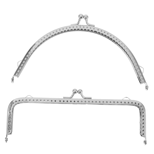 Sewroro 2 Stück Teiliges DIY Taschenhenkel Metallrahmen Halbkreis Eckig Silber Handtaschen Ersatzgriff für Handarbeit Taschenherstellung von Sewroro