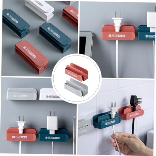 Sewroro 2 Stück Teiliges Kabelhalter Wandmontage Selbstklebend Kabelführung Organizer für Tisch und Bad Verhindert und Kabelbruch Einfache Montage ohne Bohren und Rot von Sewroro