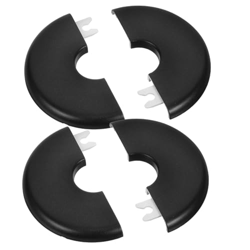 Sewroro 2 Stück Teiliges Rohrabdeckungs aus Schwarzem Kunststoff Abnehmbare Deko Rosetten zur Verkleidung von Duschflanschen und Rohrhalsen Strapazierfähige Sanitär Blenden für Bad Küche von Sewroro