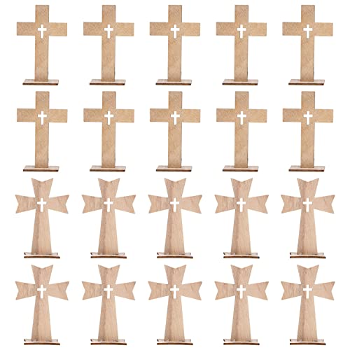 Sewroro 20 Stück Stehendes Holzkreuz Mit Ständer - Unlackiertes Kreuz zum Basteln - Katholisches Aus Holz Gefertigtes Spirituelles Religiöses Dekor Für Heimdekoration Sewroro 20 Stück Stehendes Holzkreuz Mit Ständer - Unlackiertes Kreuz zum Basteln - Katholisches Aus Holz Gefertigtes Spirituelles Religiöses Dekor Für Heimdekoration von Sewroro