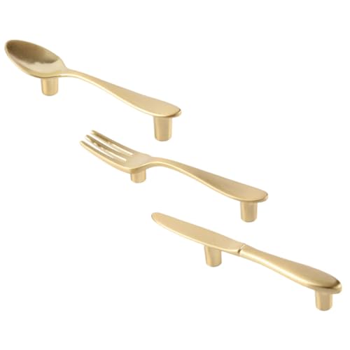 Sewroro 3 Stück Teiliges Besteck Design Türgriff für Schränke und Hochwertige Langlebige Küchenmöbelgriffe Silber Schwarz und Bronze für Ihre Einrichtung von Sewroro
