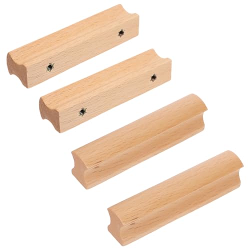 Sewroro 4 Stück Holzgriffe Schubladengriffe mit Ergonomischem Design Lochabstand Stabile Möbelgriffe für Küchenschränke Kommoden Kleiderschränke und Langlebiges Buchenholz von Sewroro
