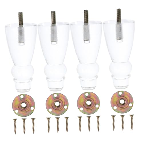 Sewroro 4 Stück Möbelbeine Set Ersatzfüße für Sofa Schrank und Betten Mid Century Design Transparent Robust und Installieren für DIY Projekte von Sewroro