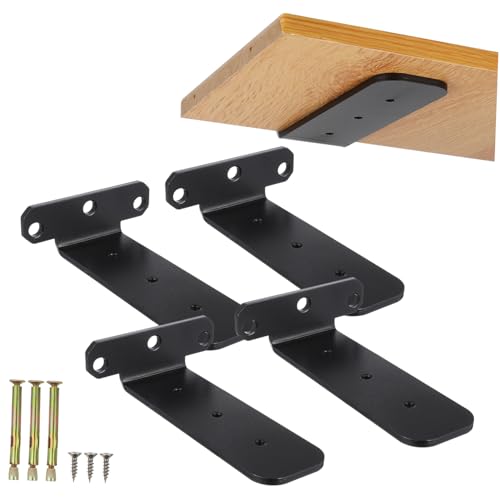 Sewroro 4 Stück Schwarze Dreieck Regalhalterung Schwerlast Winkel Regalträger aus Metall für Floating Shelves Wandmontage Küchen Wohnzimmer Badezimmer Geeignet von Sewroro