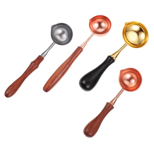 Sewroro 4 Stück Teiliges Wachsschmelzlöffel aus Kupfer mit Holzgriff Wachssiegel Löffel für Siegelwachs Langlebig Elegant für DIY Einladungen Umschläge Geschenkverpackungen und Sewroro 4 Stück Teiliges Wachsschmelzlöffel aus Kupfer mit Holzgriff Wachssiegel Löffel für Siegelwachs Langlebig Elegant für DIY Einladungen Umschläge Geschenkverpackungen und von Sewroro
