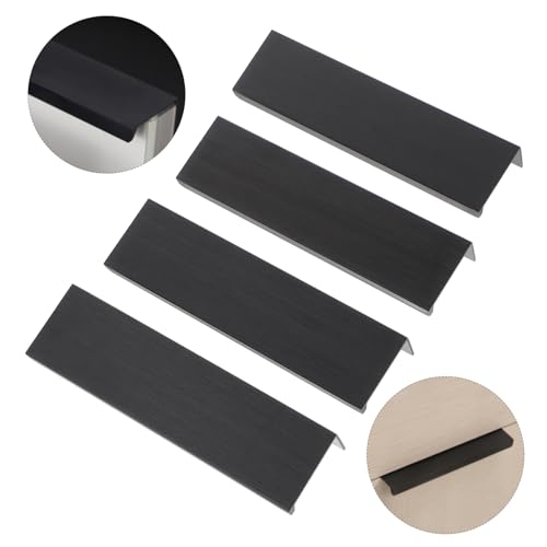 Sewroro 4 Stück Verdeckte Möbelgriff Schwarz Fingerzug griffmulde aus Aluminiumlegierung Langlebig und Flexibel für Küchenschränke und Möbel Modernes Design Lochabstand Lang von Sewroro