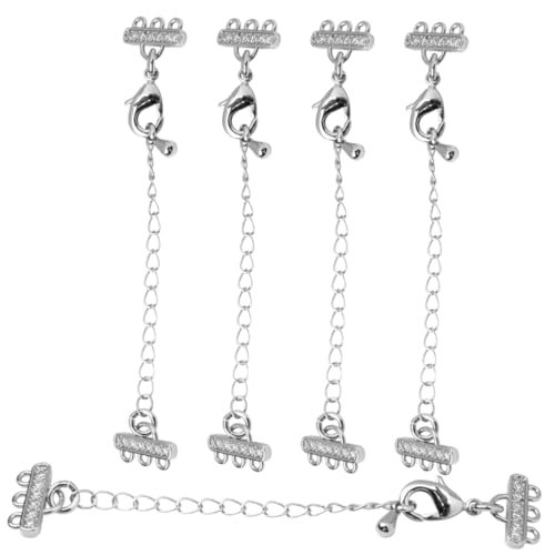 Sewroro 5 Stück Teiliges Halskettenverlängerungsset aus Langlebige Karabinerverschlüsse Reihigen Zirkonia Veredelt in Weißgold Geeignet für Halsketten Armbänder und DIY schmuck Sewroro 5 Stück Teiliges Halskettenverlängerungsset aus Langlebige Karabinerverschlüsse Reihigen Zirkonia Veredelt in Weißgold Geeignet für Halsketten Armbänder und DIY schmuck von Sewroro