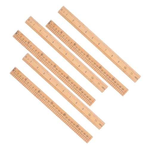 Sewroro 6 Stück Teiliges Bambus-Maßlineal Doppelseitige Messlineale mit Abgeschrägter Kante Präzise Schneide Nählineale für Schule Büro Handwerk von Sewroro