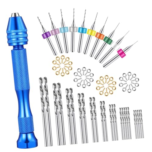 Sewroro 76 Stück Mini Präzisions Handbohrer Set mit Verstellbarem Spannfutter Rotierendem Griff Langlebigen Micro Bohrern für Holzarbeiten Basteln und Feine Bohrungen Kompakt und von Sewroro