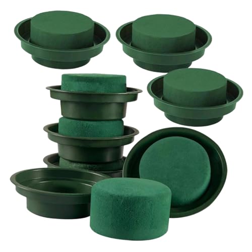 Sewroro 8 Stück Teiliges Grünes Runde Feuchtsteckschaum Schalen für Blumige Arrangements Hochzeitsdeko Party Festival Tischdekoration von Sewroro