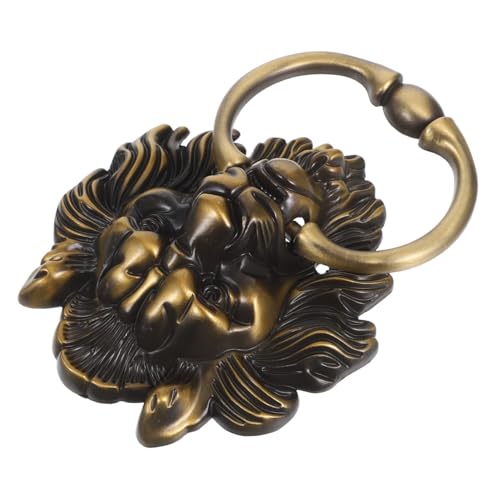 Sewroro Antiker Löwenkopf Türklopfer Zinklegierung Wetterfest Großer Ziehgriff Chinesischer Stil Dekorativer Haustürgriff Bronze Patina für Außenbereiche von Sewroro