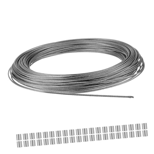 Sewroro Drahtseil mit Aluminiumpresshülsen Rostfrei Reißfest Langlebig für Garten Balkon Wäschespanner DIY Projekte Einfach zu Montieren von Sewroro
