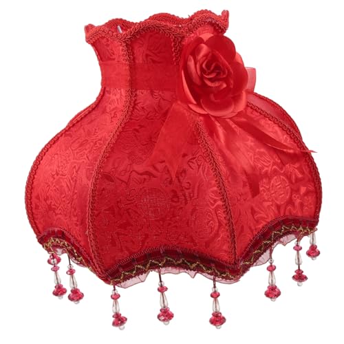 Sewroro Europäischer Retro Lampenschirm aus Hochwertigem Stoff mit Blumen und Perlenverzierung Ersatz Lampenschirm für Tischlampe Leicht zu Installieren Weich Lichtstreuend Dekorativ für von Sewroro