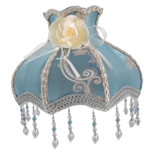 Sewroro Europäischer Vintage Lampenschirm aus Hochwertigem Stoff Runder Dom Lampenschirm für Tischlampe Einfache Montage Dekorativer Ersatzschirm für Wohnzimmer Schlafzimmer und Büro von Sewroro