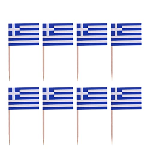 Sewroro Griechenland Flagge Griechische Zahnstocher Flaggen 100Pcs Kleiner Mini- Stock Cupcake Topper Griechische Flaggen Land Picks Party Dekoration Feier Cocktail Food Bar Cake Flags von Sewroro