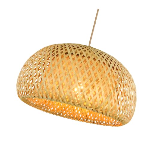 Sewroro Hängelampe Rattan mit Lampenschirm für Wohnzimmer Schlafzimmer und Restaurants Vintage Bambusdesign Kleine Deckenleuchte Handgefertigter Lampenbezug Rustikale Raumdekoration von Sewroro